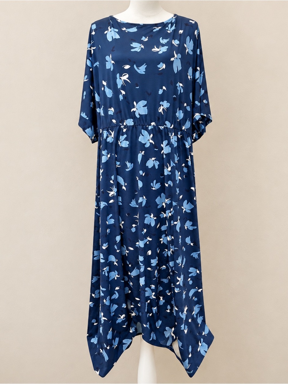 ELOQUII Blue Floral Empire Waist Kimono Sleeve Maxi Dress Plus Size 24